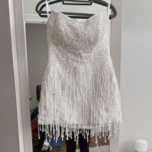 Strapless Beaded Fringe Dress